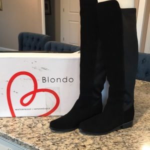 BLONDO WOMEN’S VELMA WATERPROOF RIDING BOOT, BLACK SUEDE, size 8M